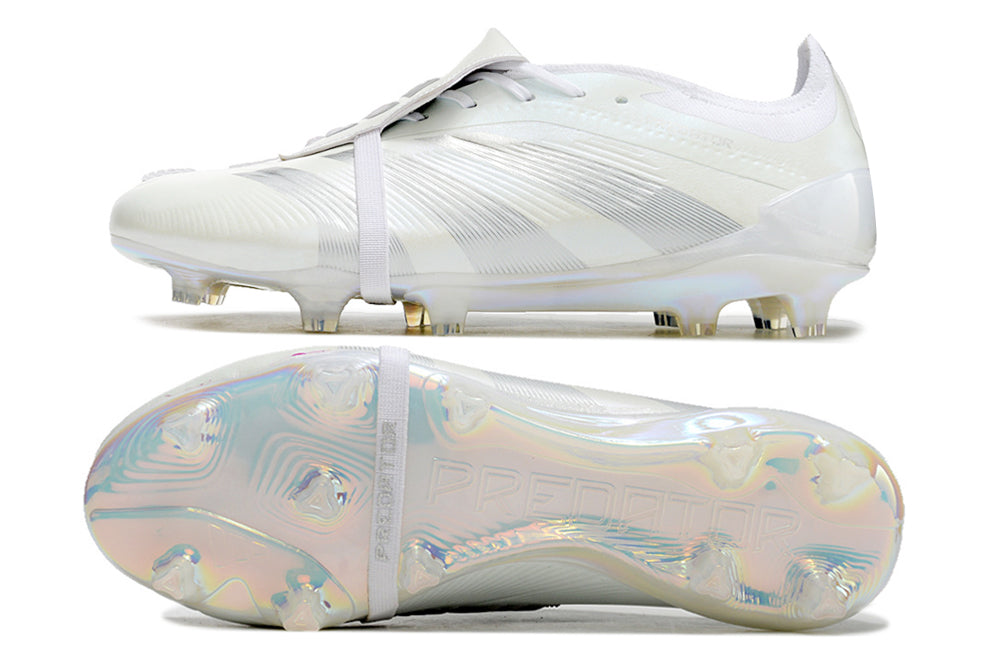 adidas predator elite, full white, available in FG (with laces and without), and with tongue.