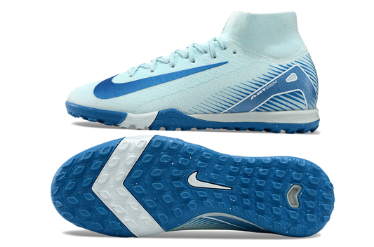 Nike air zoom mercurial superfly 10 elite, white/blue, available in FG, and turf.