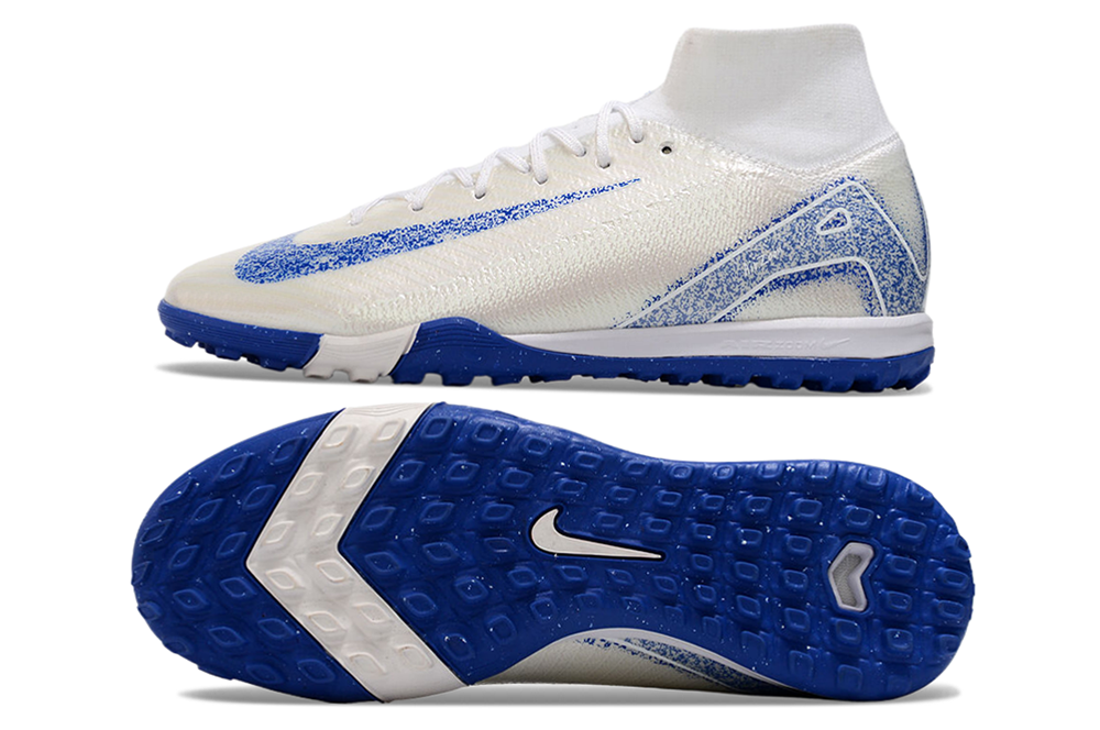 Nike air zoom mercurial superfly 10 elite, white/blue, available in FG, and turf.