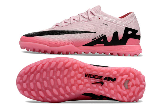 nike air zoom mercurial vapor 15 elite, pink/black, available in FG, turf, futsal, and sg-metal.