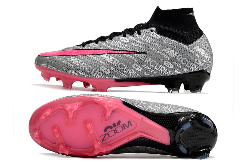 nike air zoom mercurial superfly 9 elite fg in silver/pink