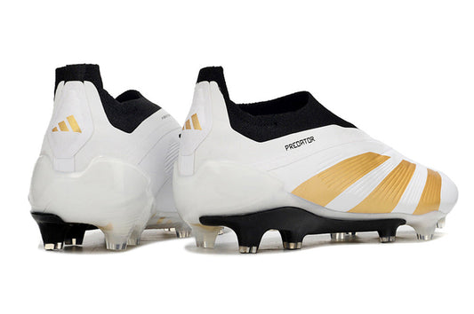 adidas predator elite, black/white/gold, available in FG laceless.