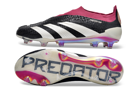 adidas predator elite fg laceless in black/pink/white