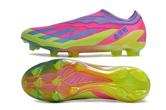 adidas x crazyfast elite laceless fg in green/pink/blue