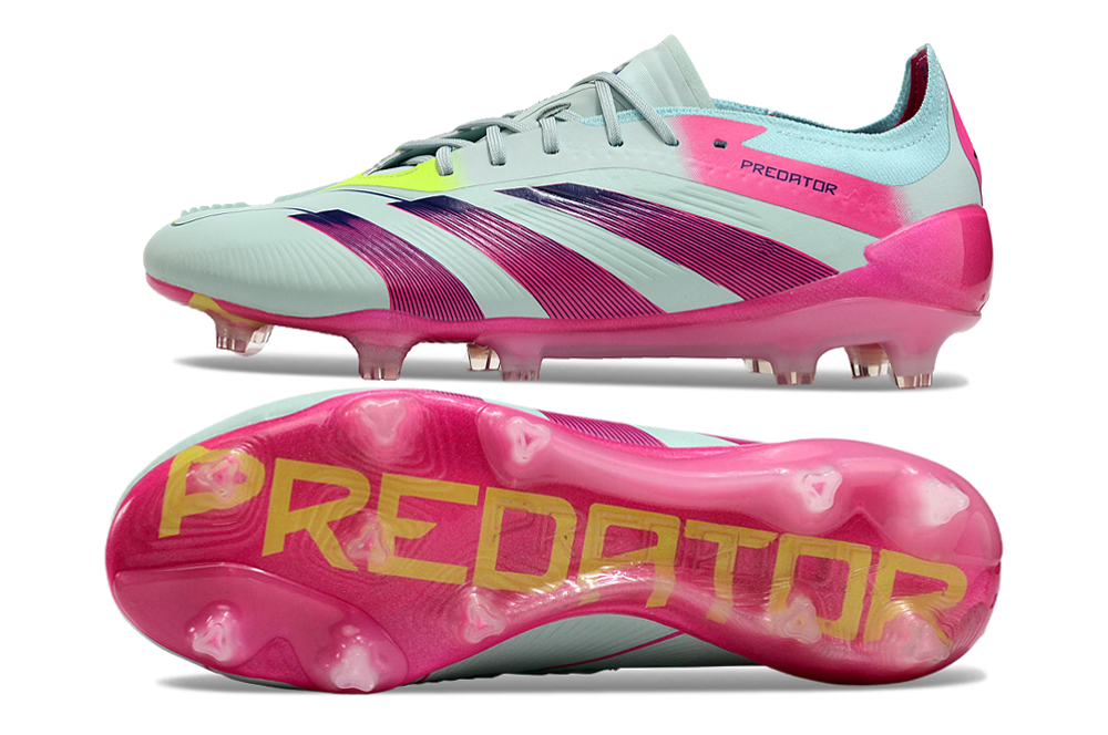 adidas predator elite, white/pink, available in FG (with laces and without), and with tongue.