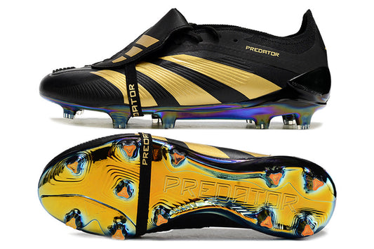 adidas predator elite, black/gold, available in FG (with laces and without), and with tongue.