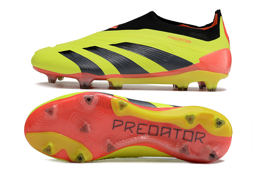adidas predator elite, black/yellow/red, available in FG (with laces and without), and with tongue.