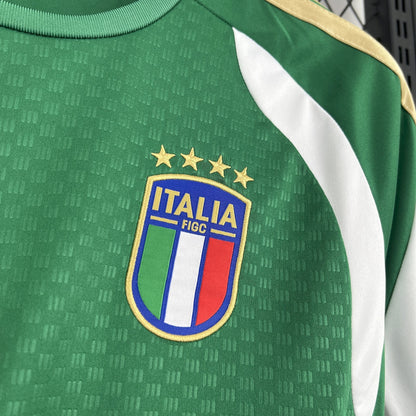 Adidas Italy 2026 World Cup Training Green Jersey with Italian flag emblem and 'Italia' text