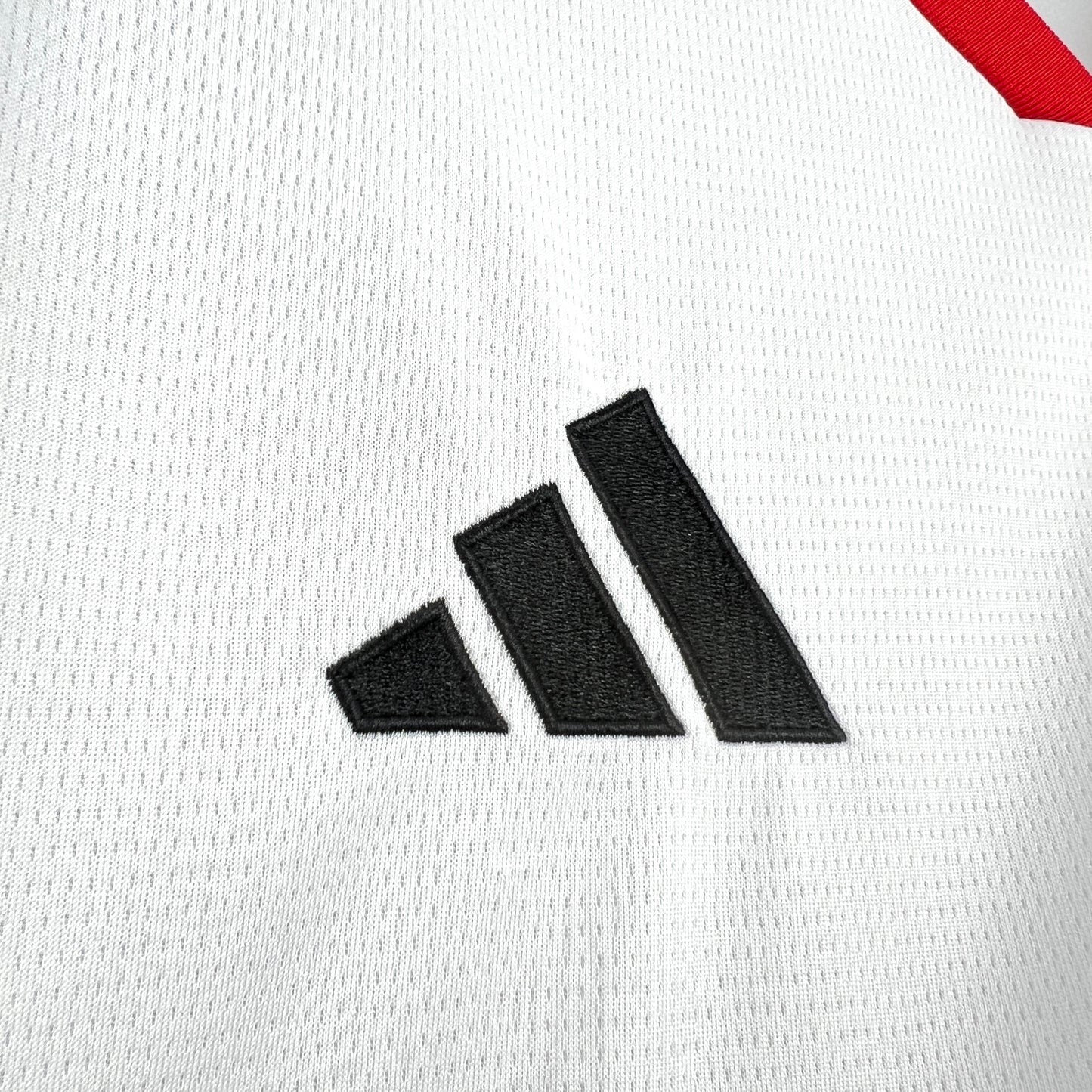 Close-up of Adidas logo on the Adidas UAE 2026 World Cup Home White Jersey.