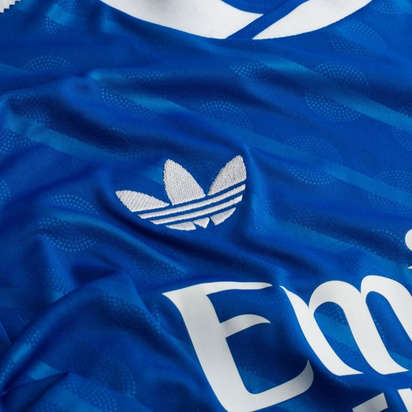Adidas logo view on the Real Madrid 2025/26 Third Blue Long Sleeve Jersey
