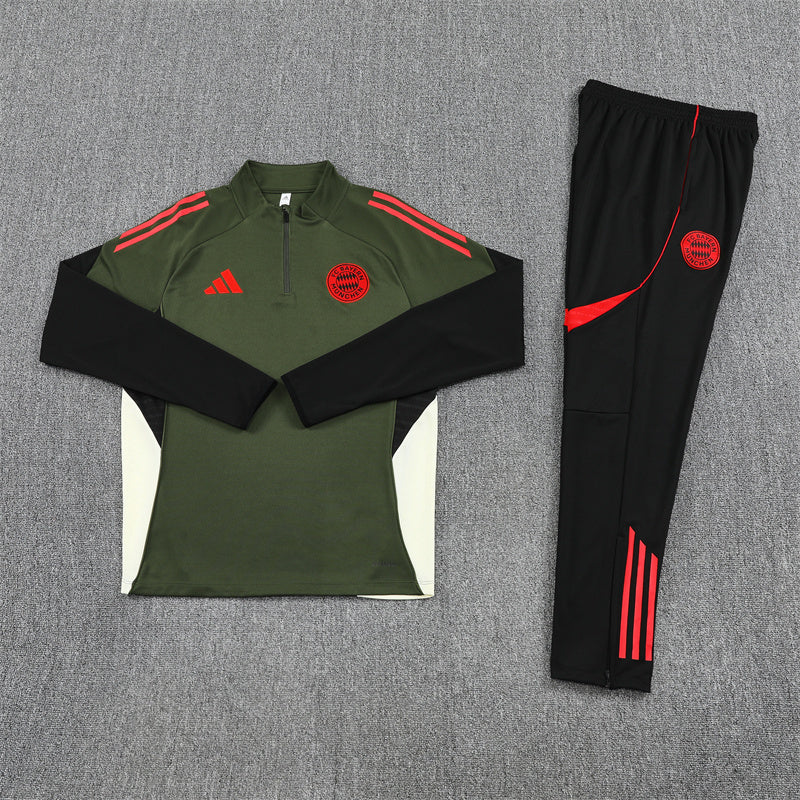 Bayern Munich 25/26 Quarter-Zip Tracksuit Dark Olive Green