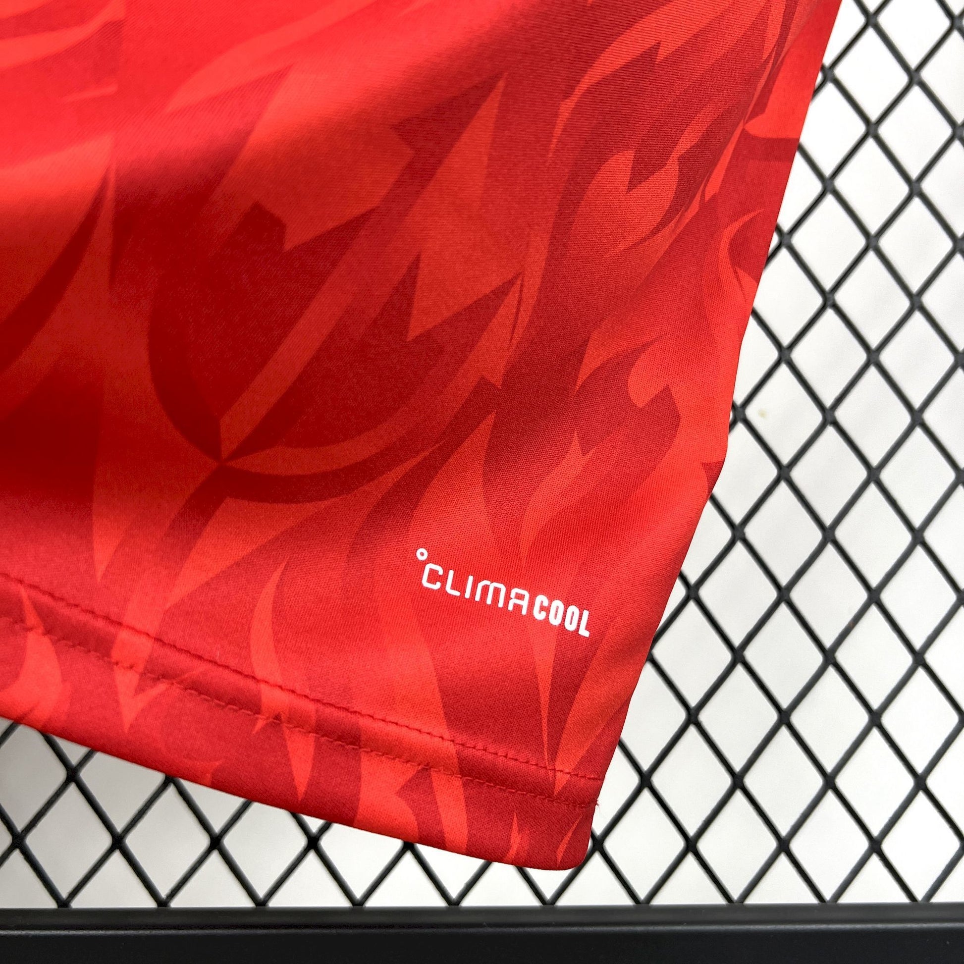 Bottom right view of the Belgium 2026 Home World Cup Red Jersey.