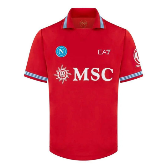 EA7 SSC Napoli Men's Third Shirt 2026/27 - Flame Red / Midnight Navy / Gold