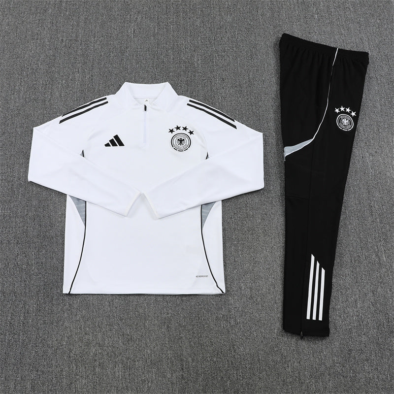 Germany 25/26 Quarter-Zip Tracksuit in white top and black pants