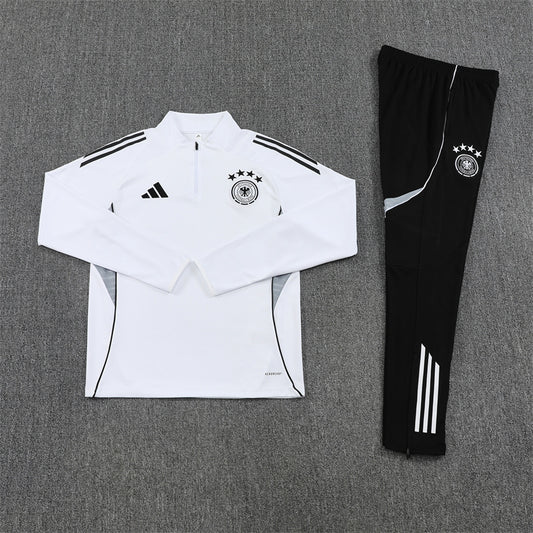 Germany 25/26 Quarter-Zip Tracksuit in white top and black pants