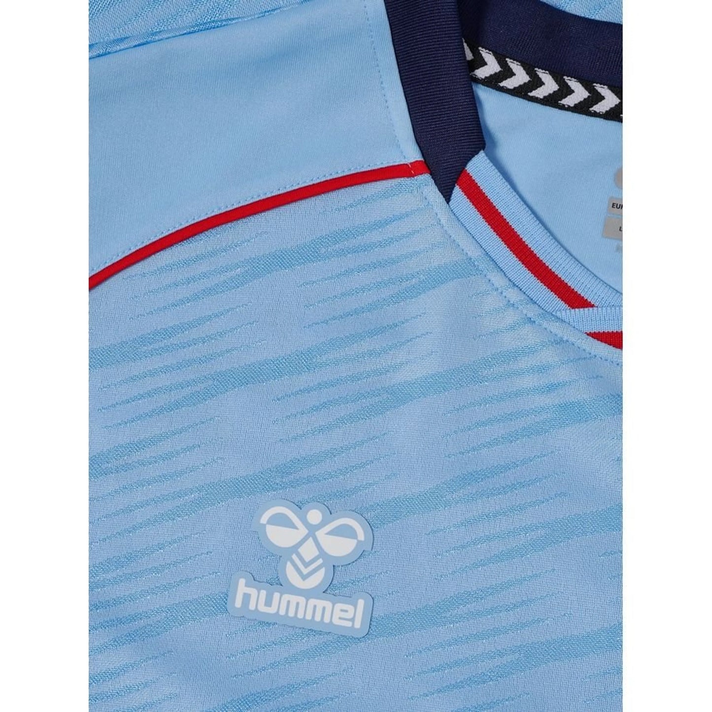 Hummel logo view on the RC Celta Vigo 2025/26 Home Blue Shirt