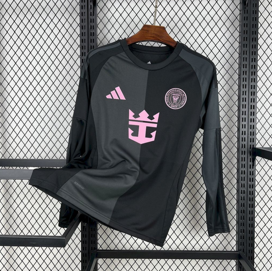 Inter Miami 25/26 Away Long Sleeve Black and pink Football Jersey Designed By Adidas