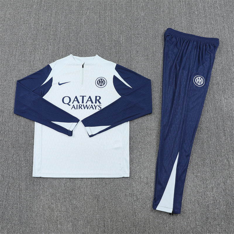 Inter Milan 25/26 Quarter-Zip Tracksuit in a white and blue colorway