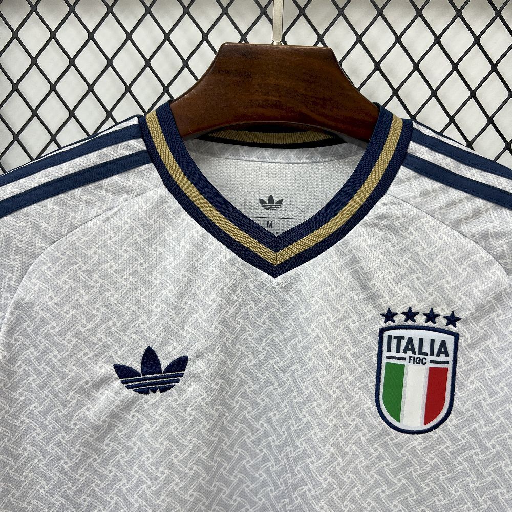 Italy 2026 Away World Cup White Jersey with Adidas logo and Italian flag.