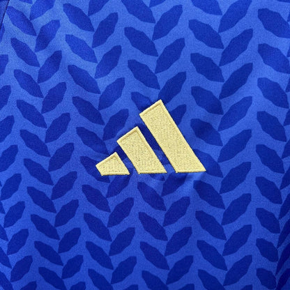 Italy 2026 Worldcup Home Blue Jersey - Gold Adidas logo on a blue textured background