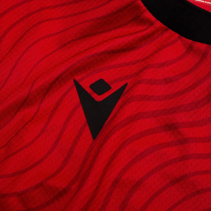 Macron logo view on the Albania Home Shirt World Cup 2026