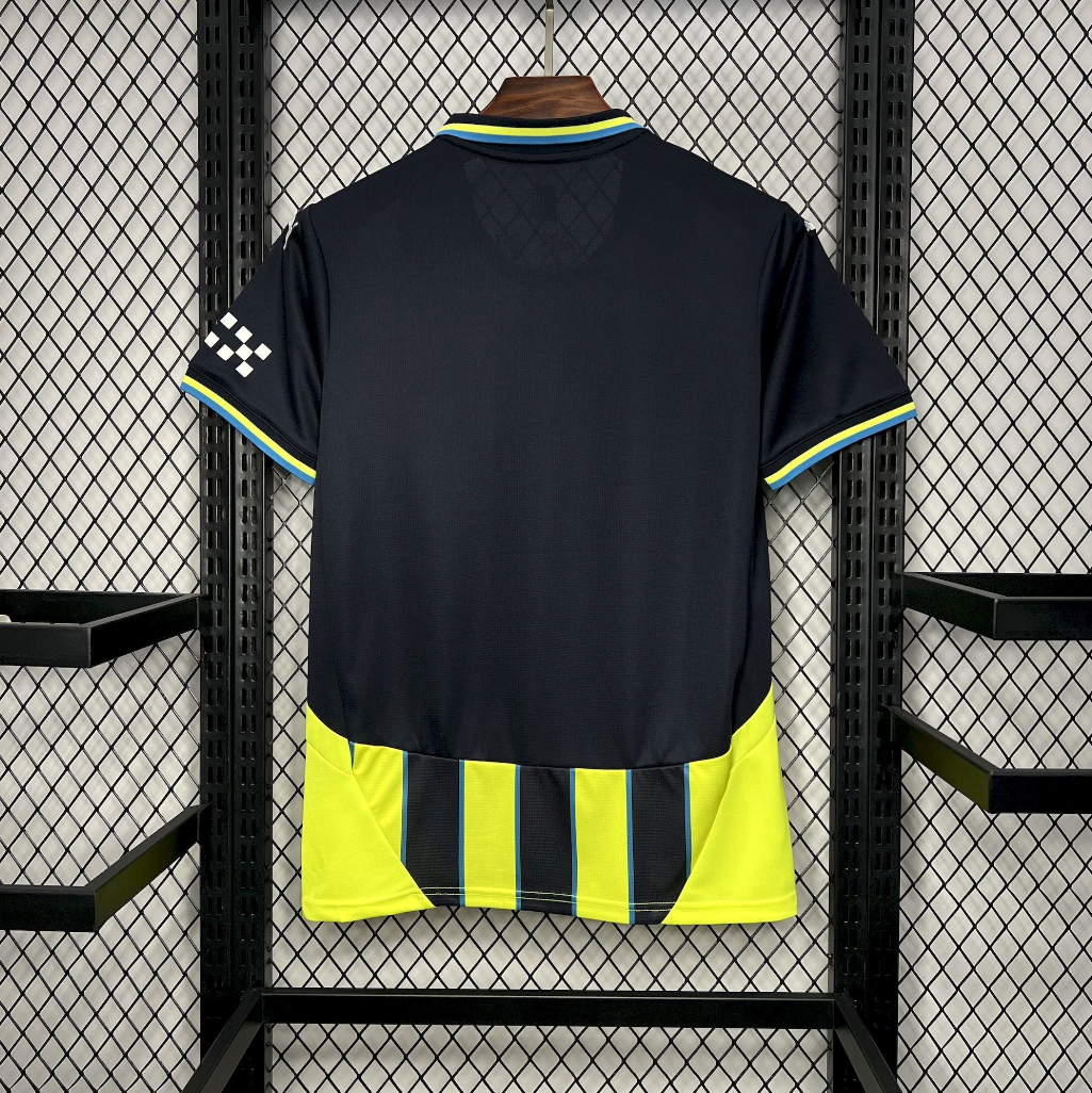 back view of the Manchester City 2024/2025 Away Puma Black & Yellow Jersey