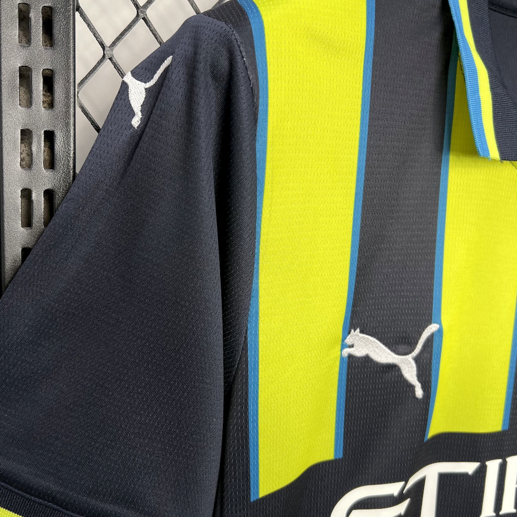 side view of the Manchester City 2024/2025 Away Puma Black & Yellow Jersey