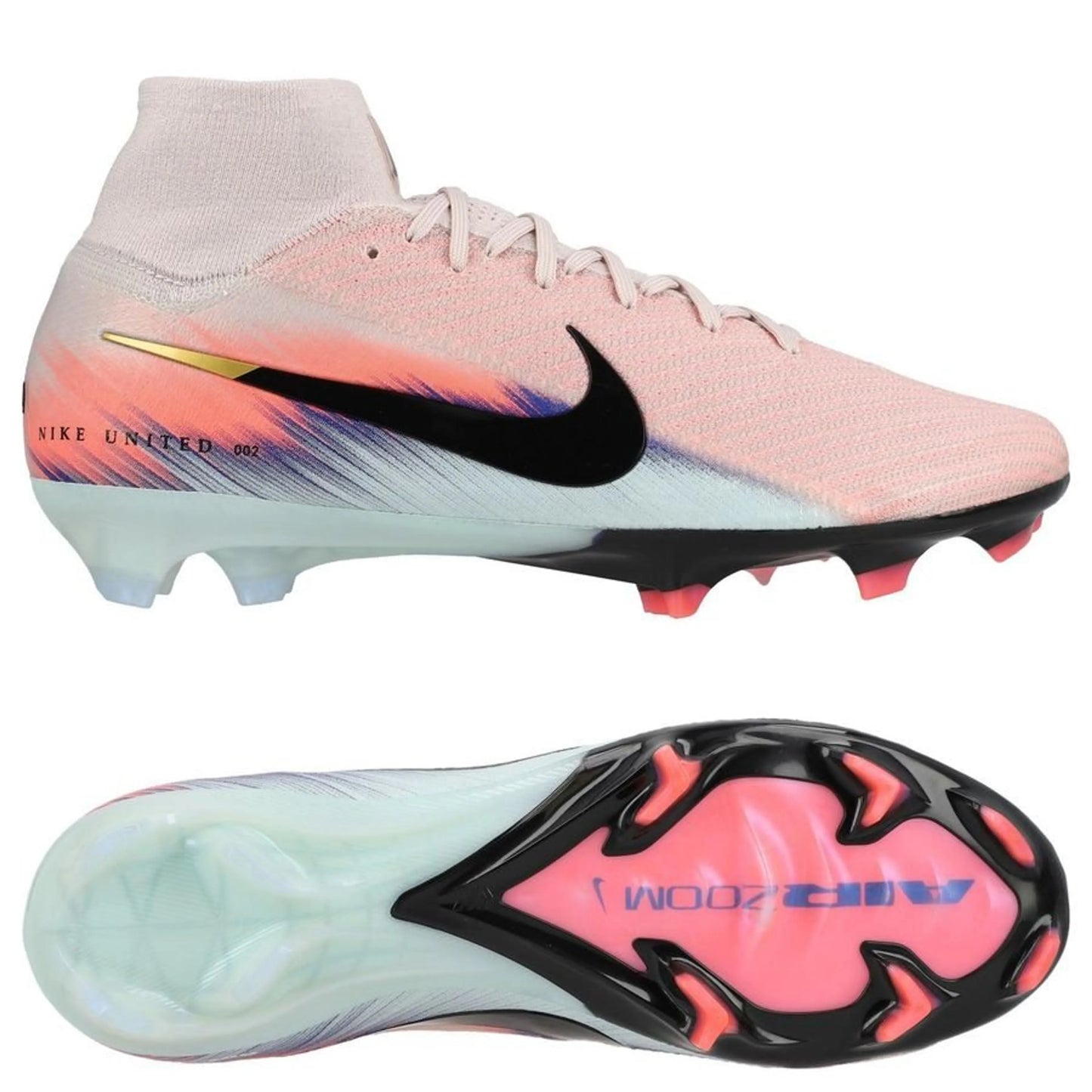 Nike Air Zoom Mercurial Superfly 10 Elite FG "United Chapter 2" Pack in a Pink/Blue/Black colorway