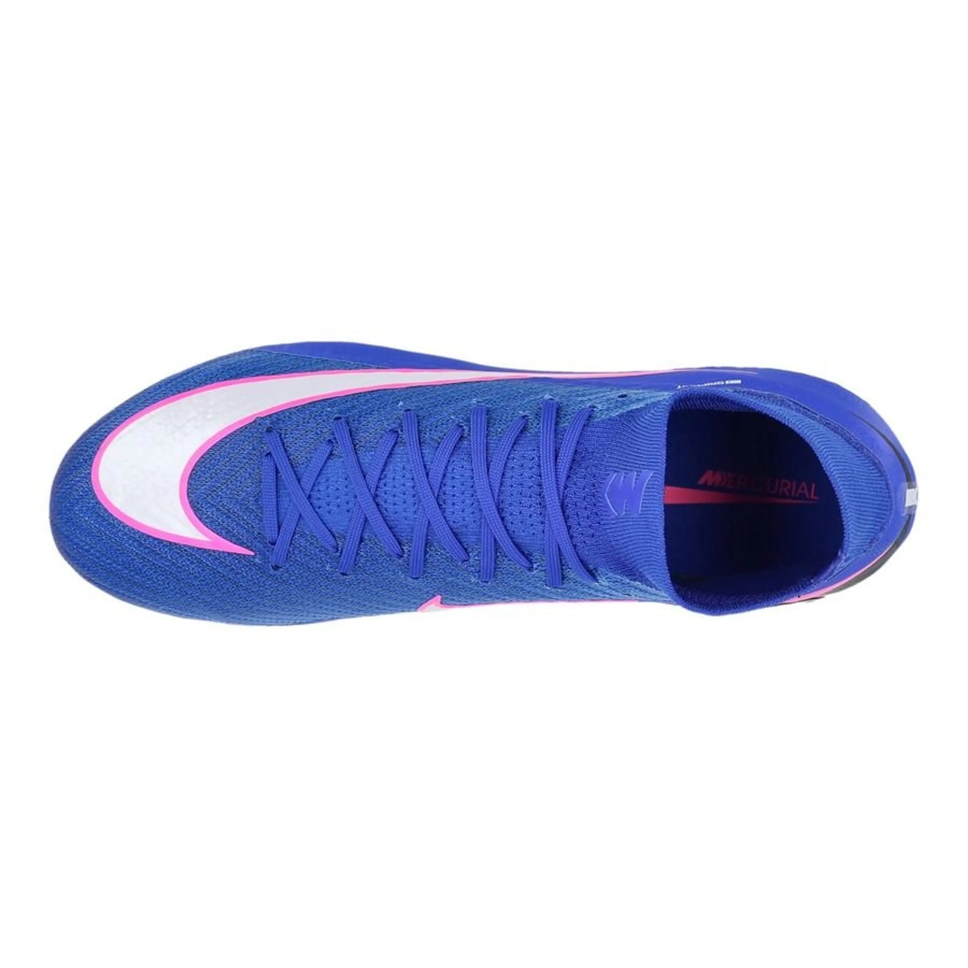 top view of the Nike Air Zoom Mercurial Superfly 10 Elite FG in Racer Blue / White (Attack Pack)
