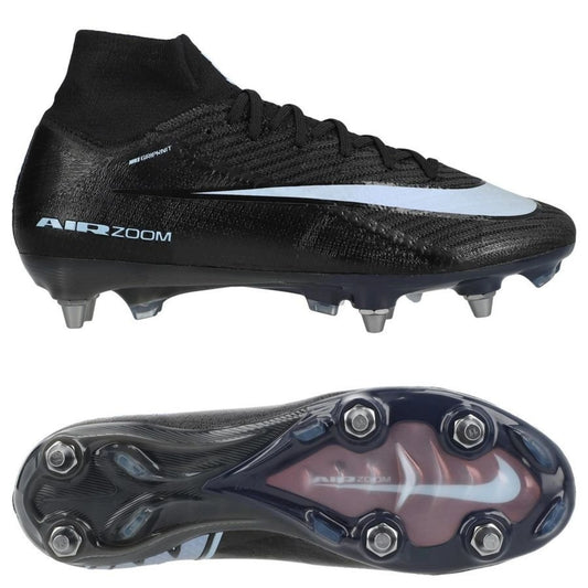 Nike Air Zoom Mercurial Superfly 10 Elite SG-PRO in Black/Blue from the stealthy Shadow Pack