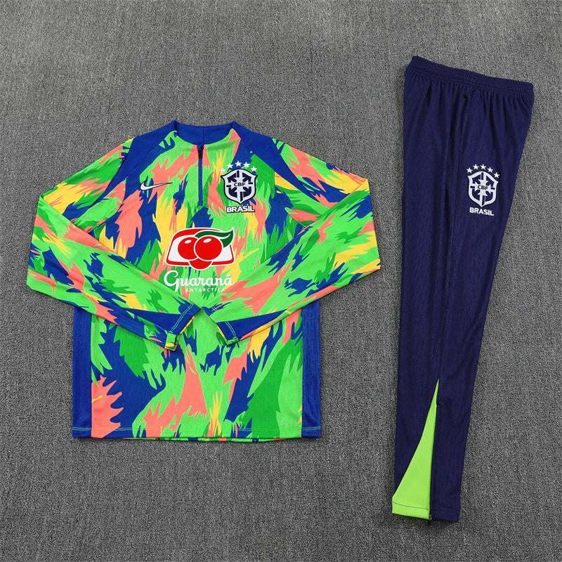 Nike Brazil 2025/26 Multi-Color/Navy Quarter-Zip Soccer Tracksuit