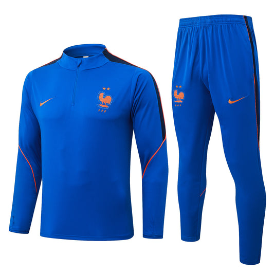 Nike France 2026/27 Full Blue Quarter-Zip Soccer Tracksuit - Dri-FIT Strike Set