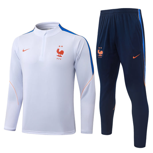 Nike France 2026/27 White/Navy Quarter-Zip Soccer Tracksuit - Dri-FIT Strike Set