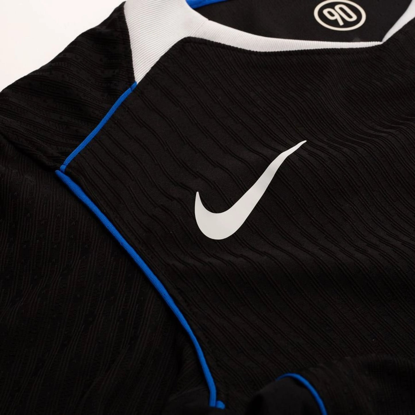 Nike logo view on the Chelsea 2025/26 Third Black Jersey