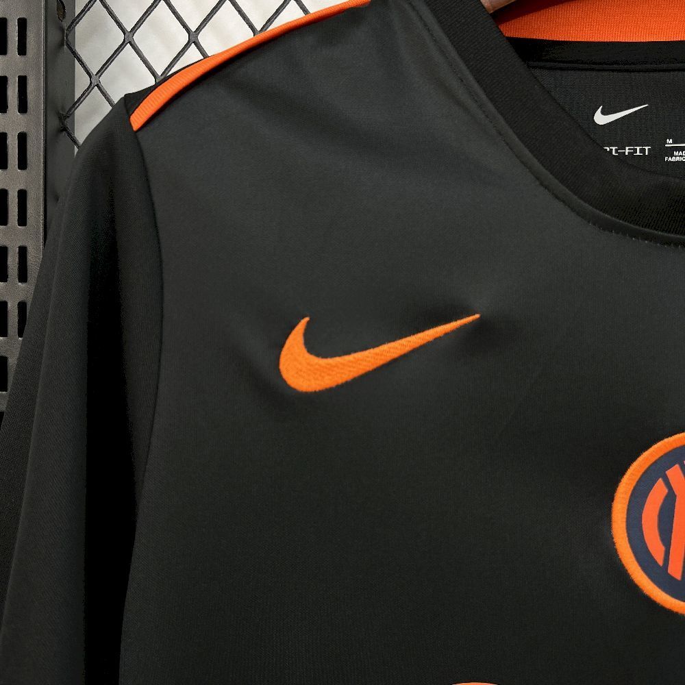 Nike logo view of the Inter Milan 25/26 Third Black Pre-Match Top