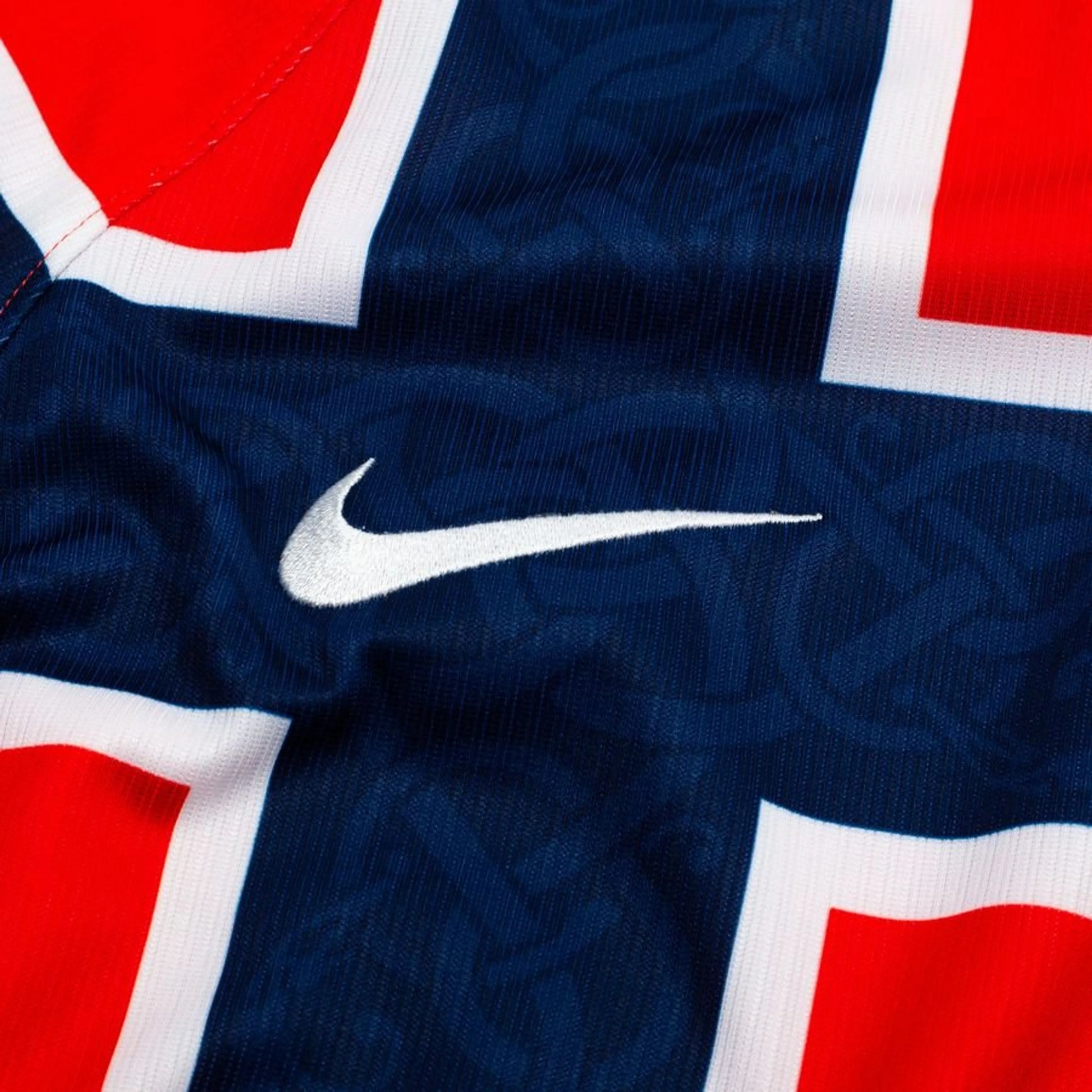 Nike logo view on the Norway 2026 World Cup Home Red Shirt