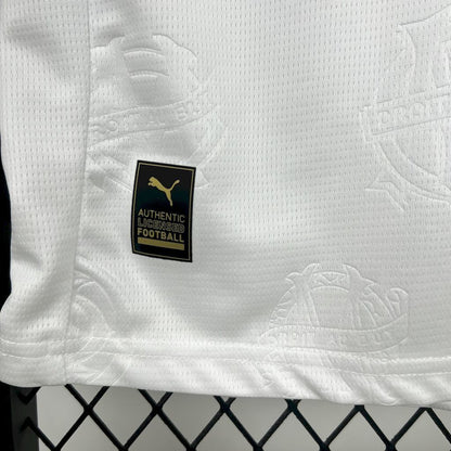 Olympique Marseille 25/26 Home white sports jersey with Puma logo and 'Authentic League Football' tag.