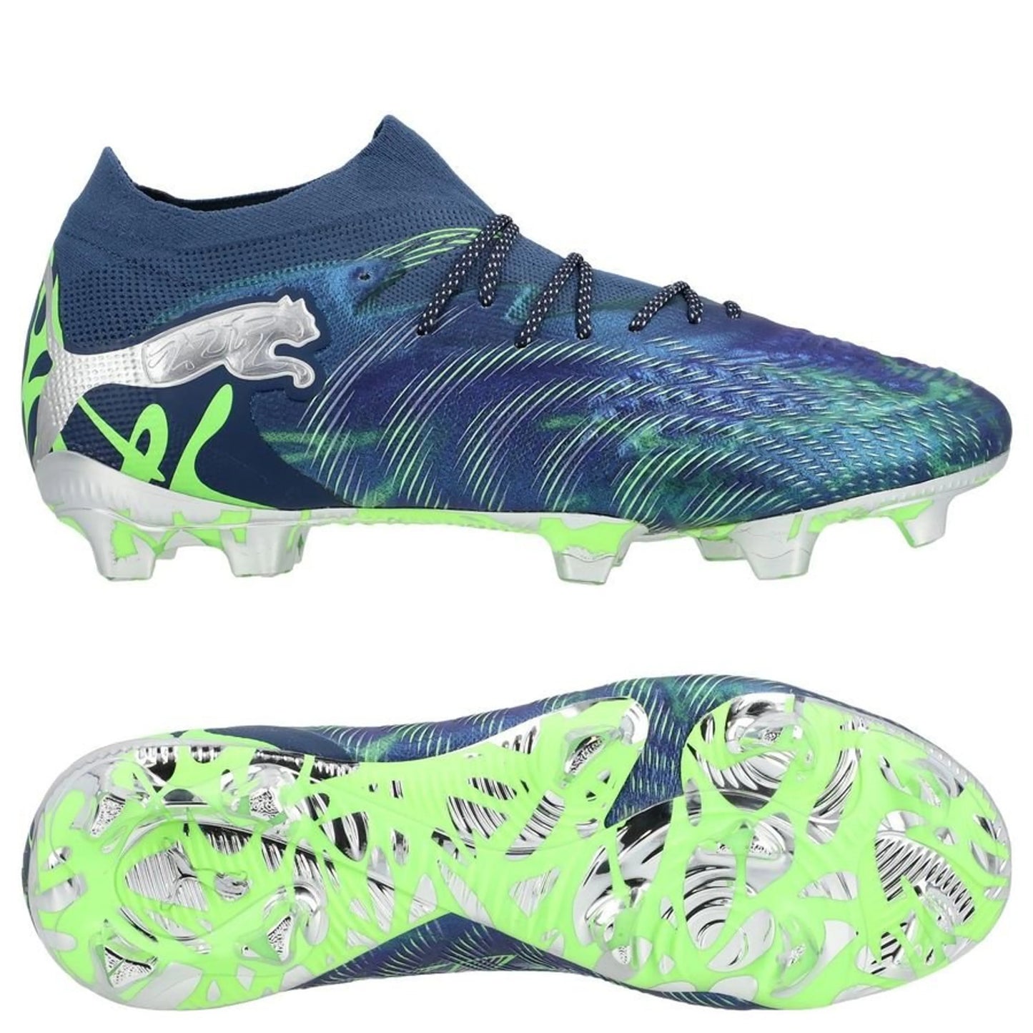 PUMA Future 9 Ultimate FG Cosmic Art in Blue/Green/Silver colorway