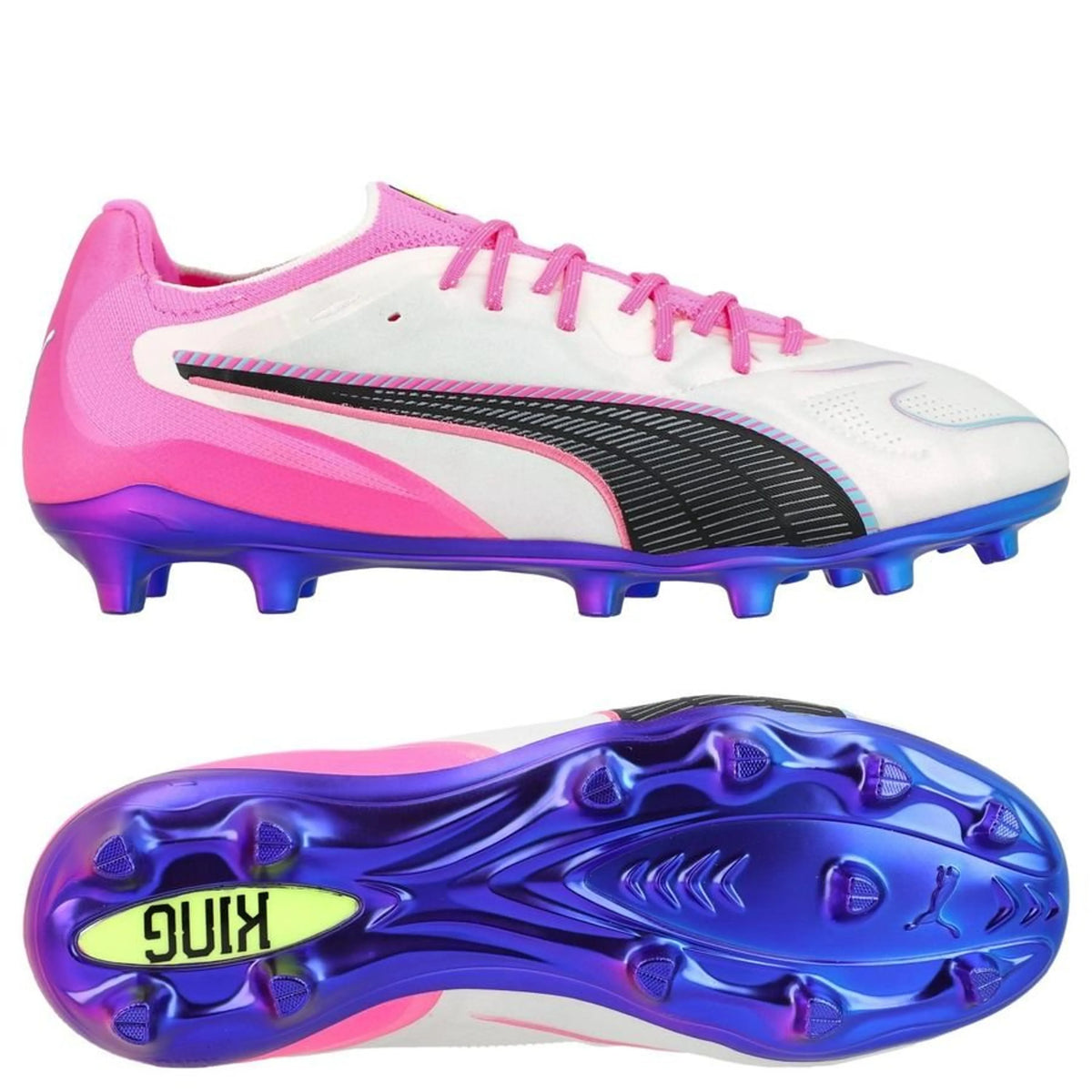 PUMA King 20 Ultimate FG/AG in PUMA White / Poison Pink / Bright Aqua (Showtime Pack)