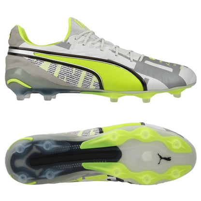 PUMA King Ultimate FG/AG "Forever" Pack in a Lime/Grey/White colorway