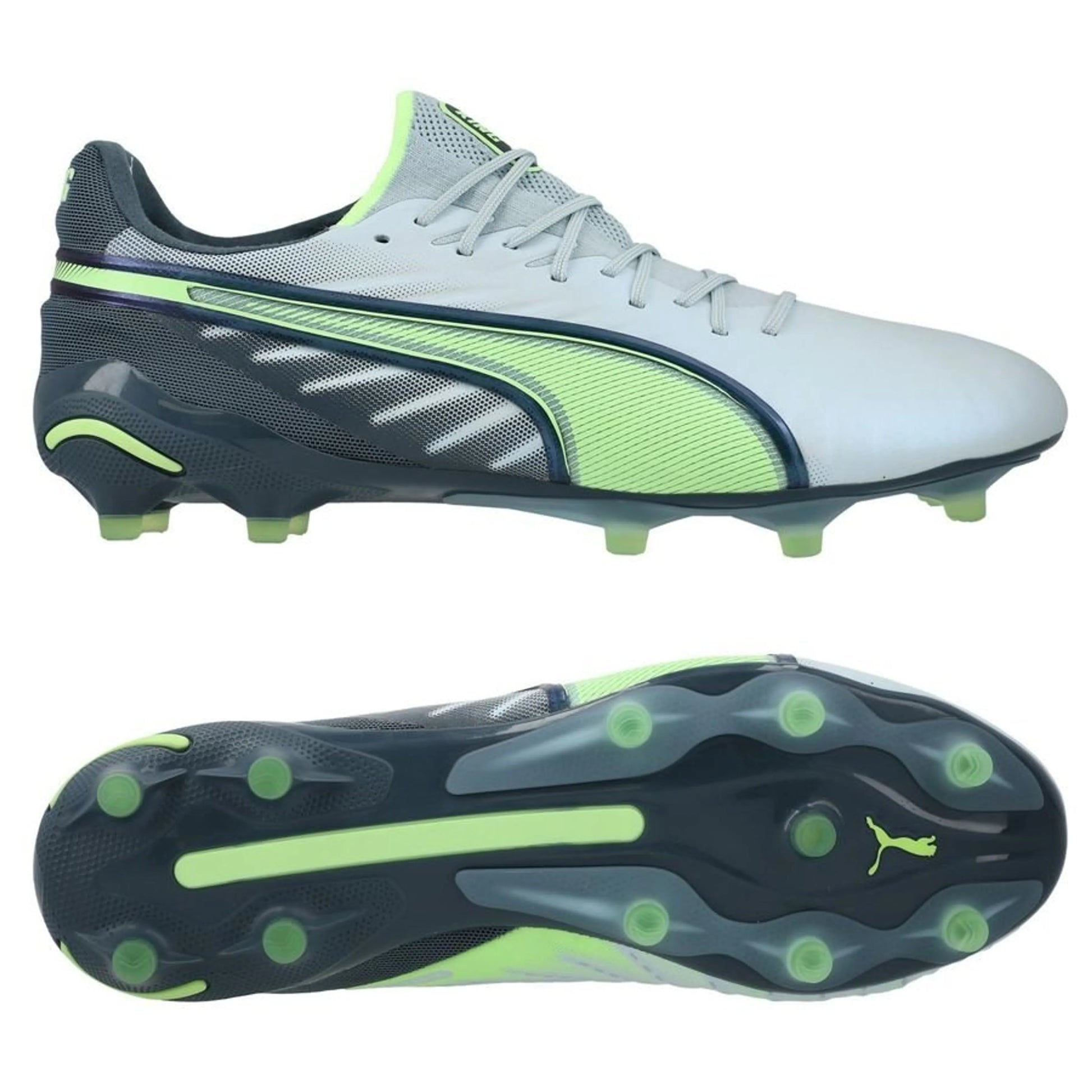 PUMA King Ultimate FG/AG Lights Out Pack in Green/Gray colorway