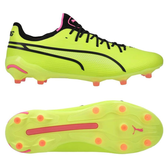 PUMA King Ultimate FG/AG Phenomenal Pack in Lime/Black/Pink colorway