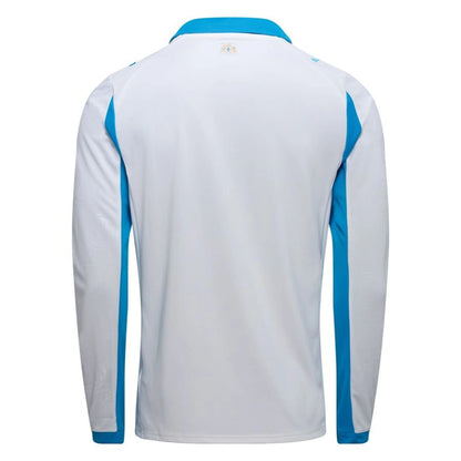 back view of the PUMA Marseille 2025/26 Home Shirt LS White/Bleu Azur