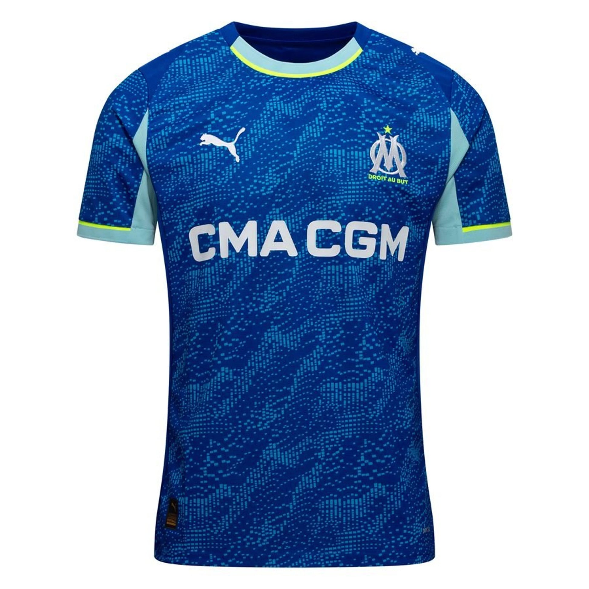 front view of the PUMA Marseille 2025/26 Third Shirt - Obsidian/PUMA Gold