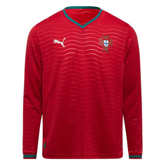 PUMA Portugal 2026 World Cup Home Long Sleeve Jersey in Red and Green 