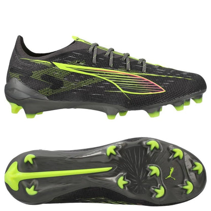 PUMA Ultra 5 Ultimate FG Audacity Pack in Silver/Yellow colorway
