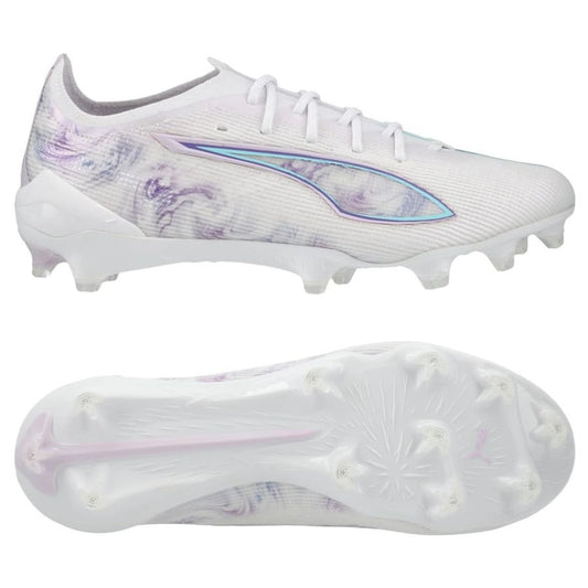 PUMA Ultra 5 Ultimate FG Brilliance Pack in White/Black/Lavender colorway