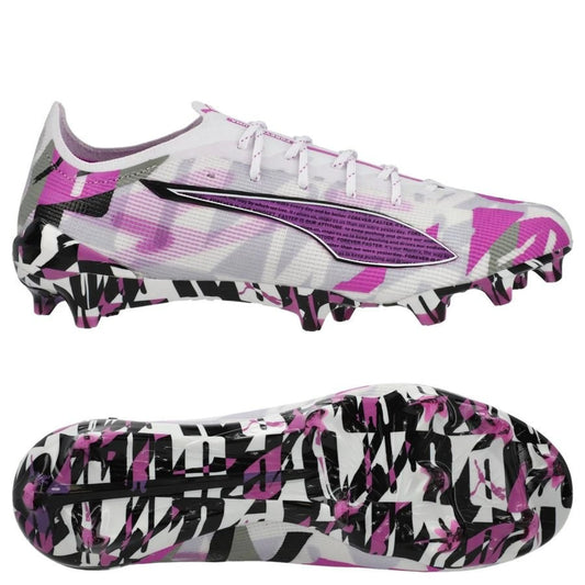 PUMA Ultra 5 Ultimate FG Forever Pack in White/Purple/Grey/Black colorway