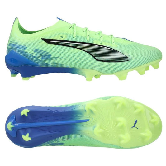 PUMA Ultra 5 Ultimate FG Lights Out Pack in Green/White/Blue colorway