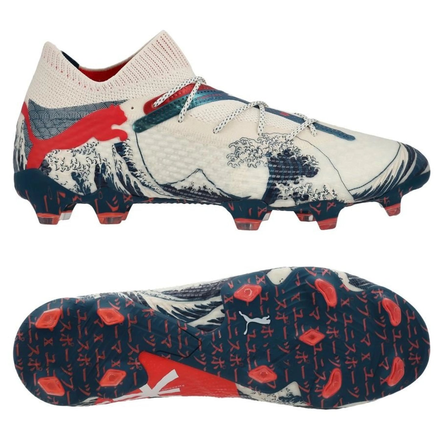 PUMA X Unisport Future 7 Ultimate FG/AG Great Wave in Almond/Red/Ocean colorway